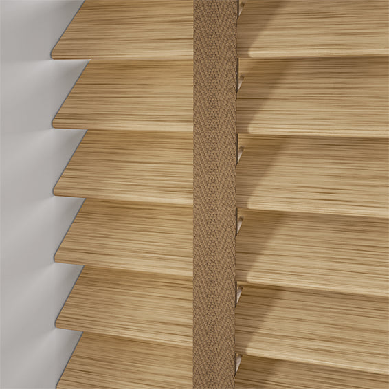 ColorizedPLA Natural Bamboo Jute & Praline Wooden Blind - 50mm Slat 3388