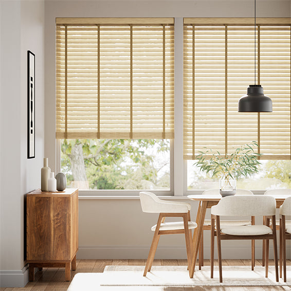Colorized Natural Bamboo Jute & Praline Wooden Blind - 50mm Slat 3388