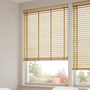 ColorizedZoom Natural Bamboo Jute & Praline Wooden Blind - 50mm Slat 3388