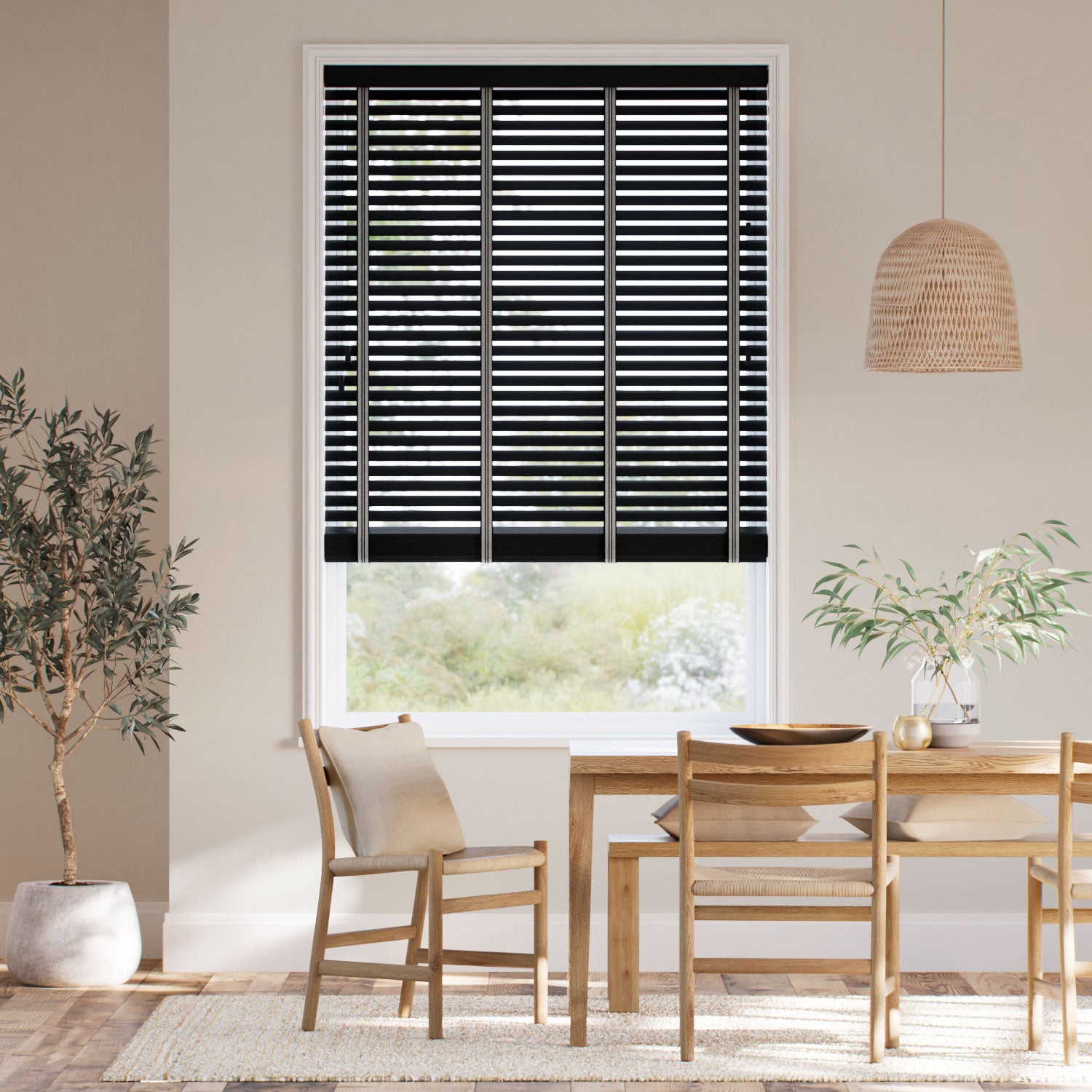 Colorized Dark Storm & Tapestry Mono Wooden Blind - 50mm Slat 3393