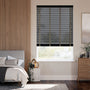 Colorized Dark Storm & Tapestry Sand Wooden Blind - 50mm Slat 3394