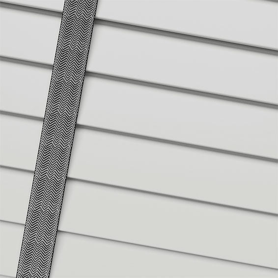 ColorizedPLA Pristine White & Chevron Charcoal Faux Wood Blind - 50mm Slat 3404