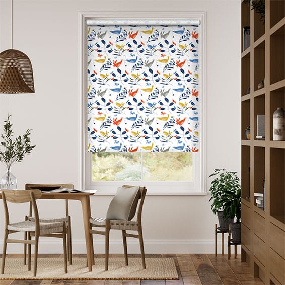 Colorized Hygge Birds Nordic Blue Roller Blind 3465