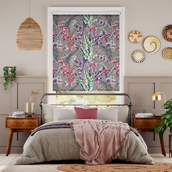 Colorized Paradise Botanical Raspberry  Roller Blind 9442