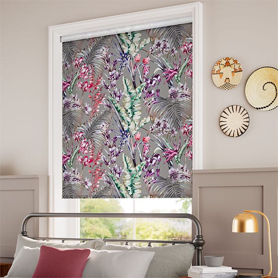 ColorizedZoom Paradise Botanical Raspberry  Roller Blind 9442