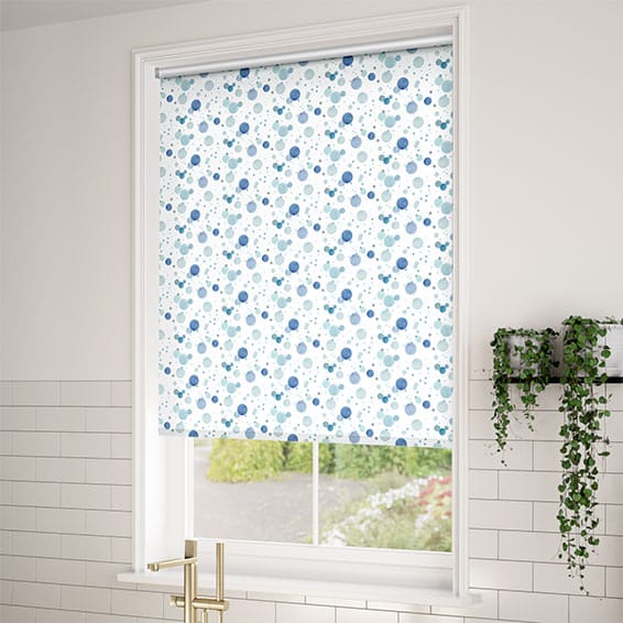 ColorizedZoom Splash Blackout Bubbles Blue Roller Blind 3492
