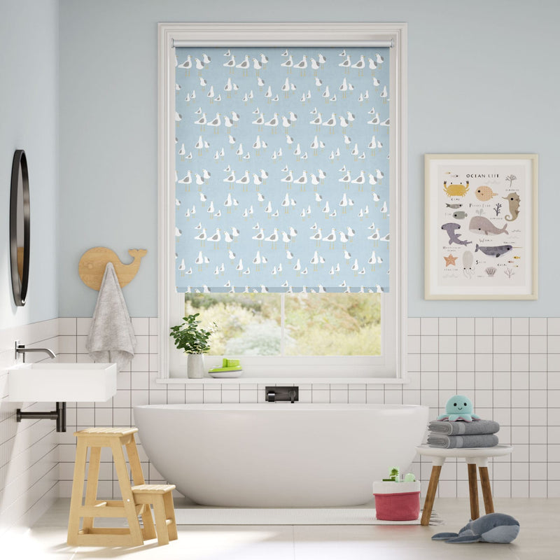 Colorized Splash Blackout Gulls Blue Haze Roller Blind 3556
