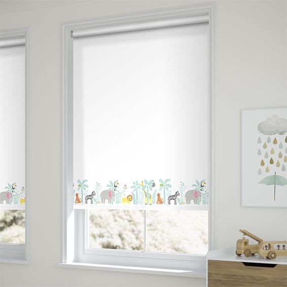 ColorizedZoom Jolly Jungle Blackout Chalk Roller Blind