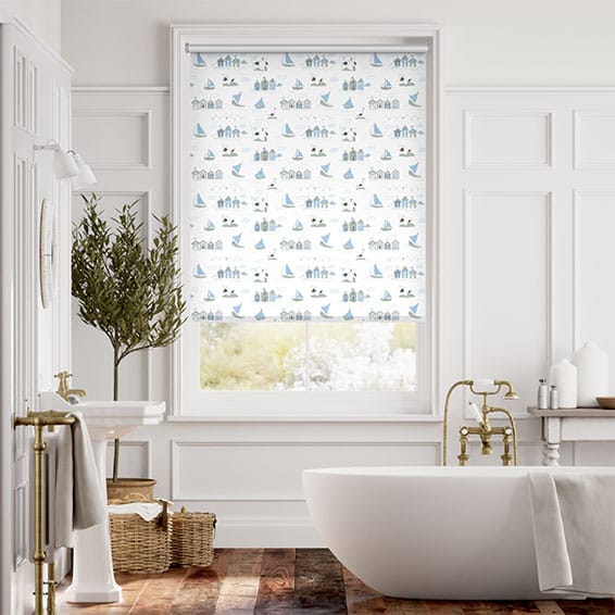 Colorized Splash Blackout Beach Hut Blue Roller Blind 3560
