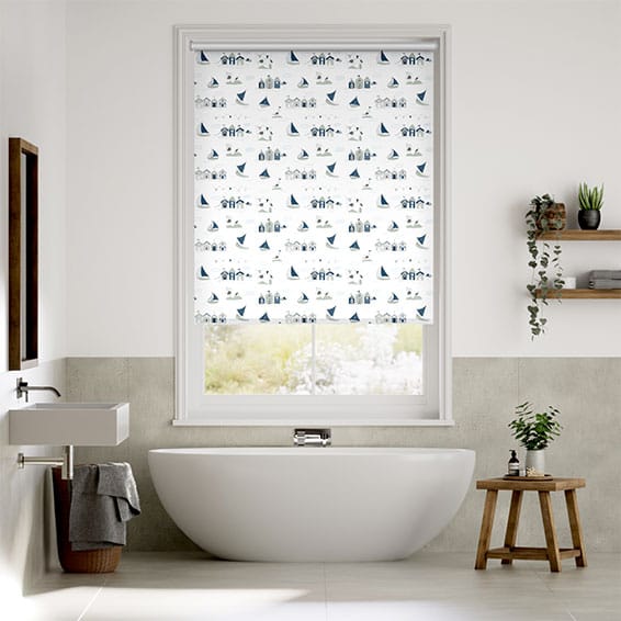 Colorized Splash Blackout Beach Hut Navy Roller Blind 3561