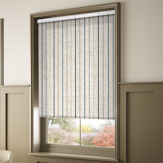 ColorizedZoom Choices Twill Stripe Linen Ribbon Blue Roller Blind 3608