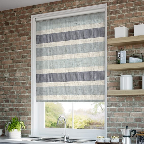 ColorizedZoom Choices Cardigan Stripe Linen Blue Horizon Roller Blind 3610