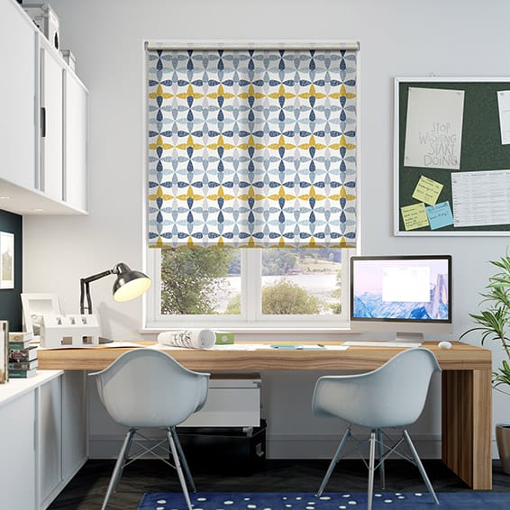 Colorized Circus Leaves Blue Roller Blind 3618