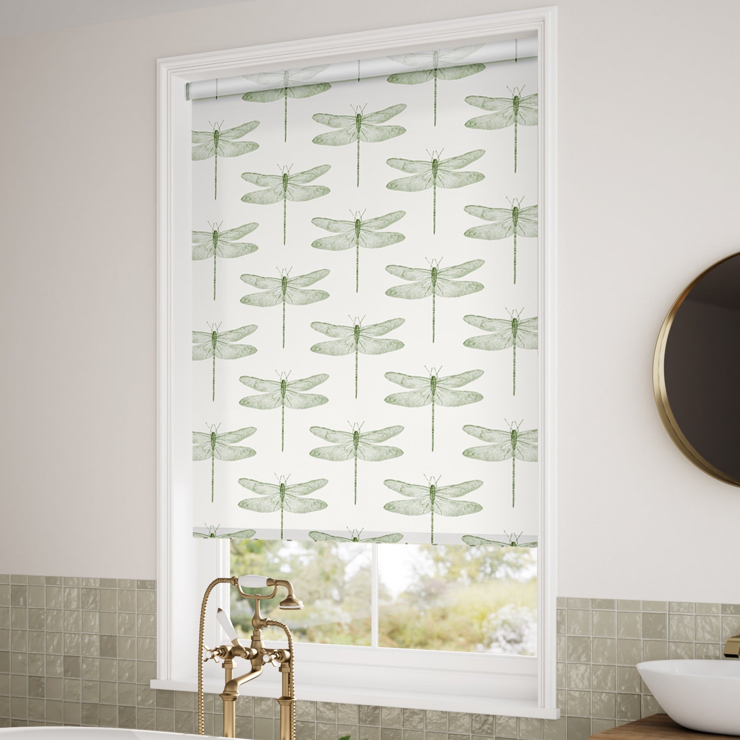 ColorizedZoom Demoiselle Dragonfly Pine  Roller Blind 3621
