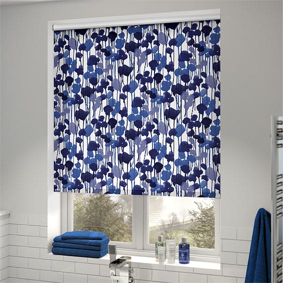 ColorizedZoom Splash Blackout Midnight Rushes Lagoon Blue Roller Blind 3698