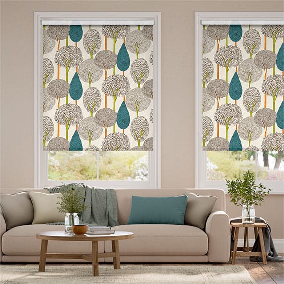 Colorized Silhouette Peacock Roller Blind 3755