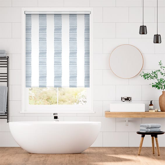 Colorized Splash Blackout Ceramic Stripe Med Blue Roller Blind