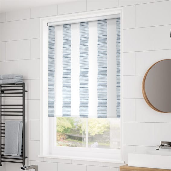 ColorizedZoom Splash Blackout Ceramic Stripe Med Blue Roller Blind
