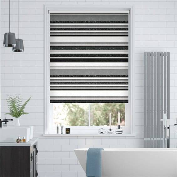 Colorized Splash Blackout Calcutta Stripe Slate Roller Blind