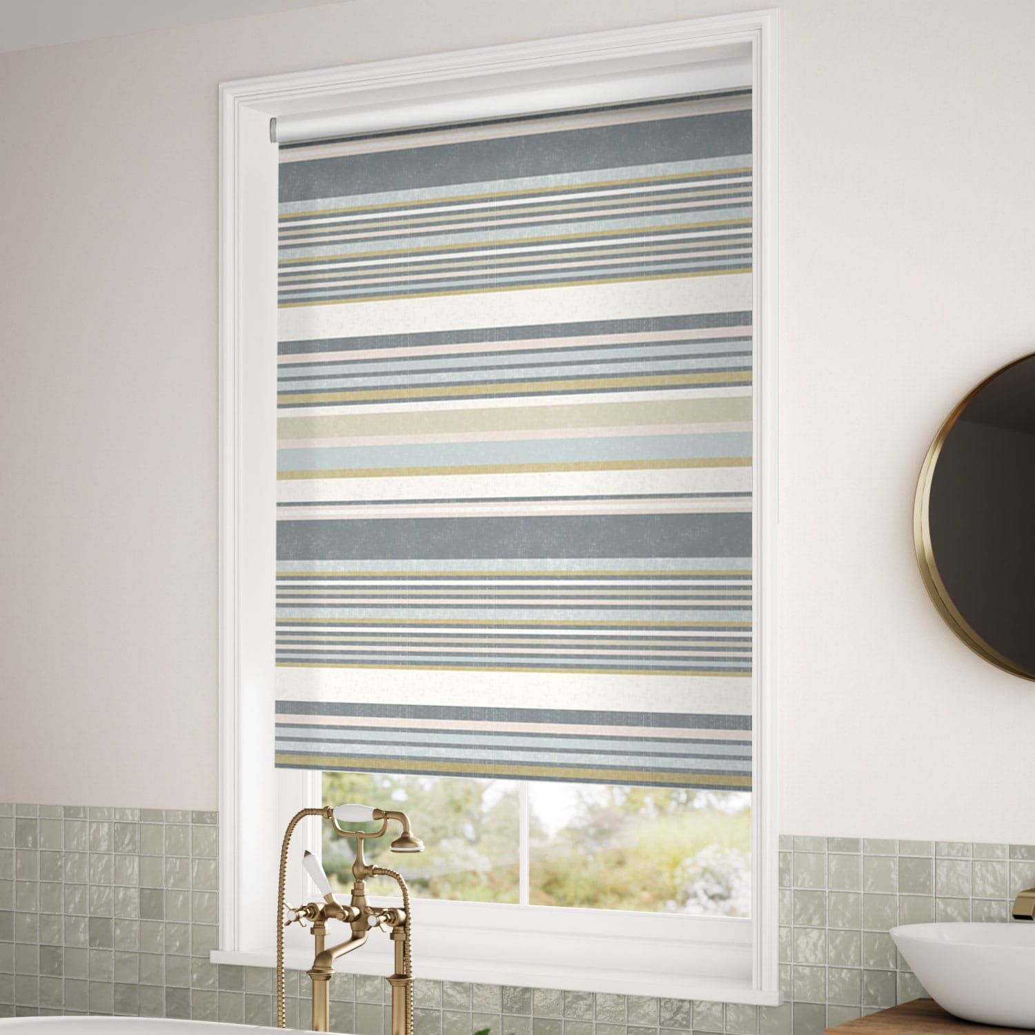 ColorizedZoom Calcutta Stripe Blue Mist Roller Blind 3763