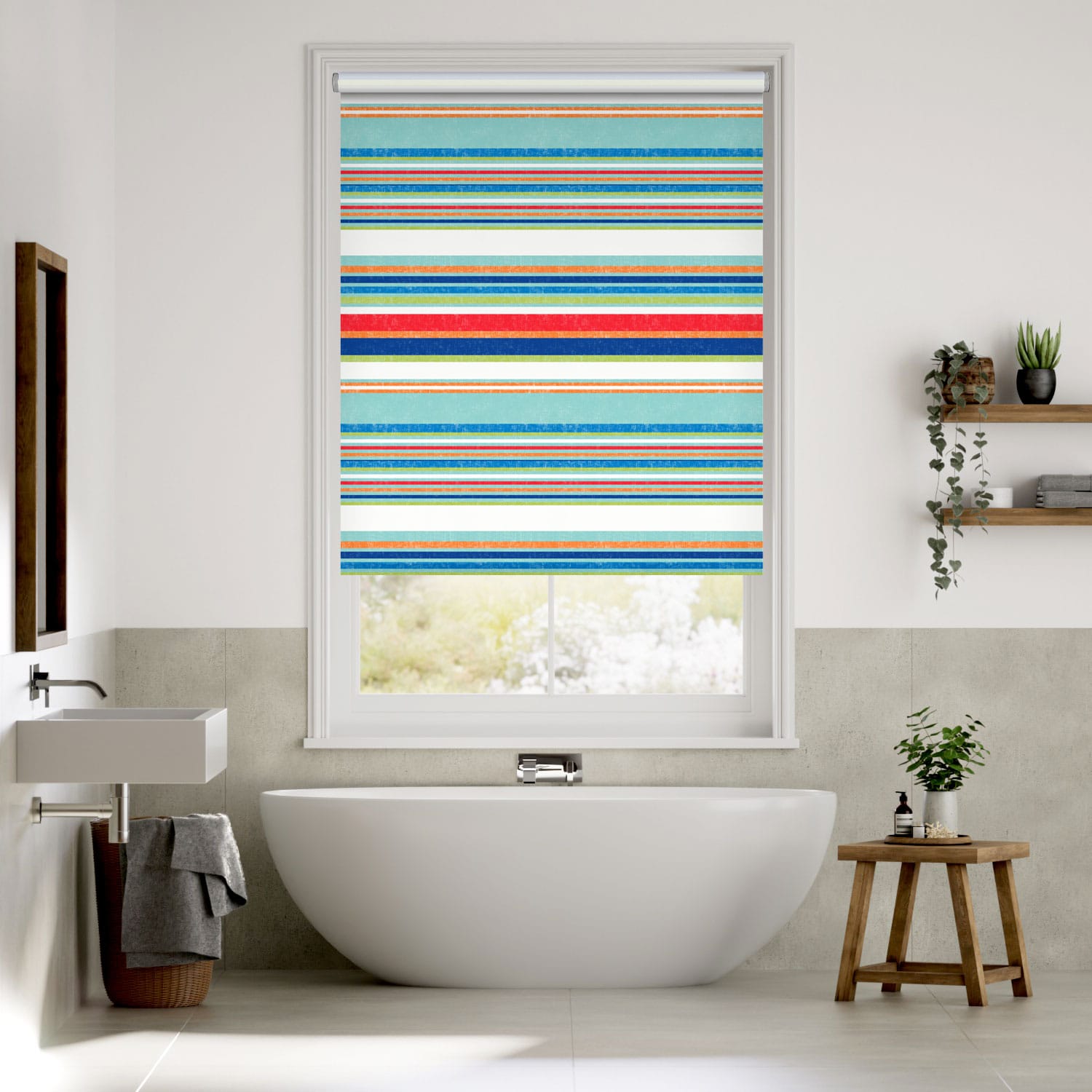 Colorized Calcutta Stripe Seaside Blue Roller Blind 3765