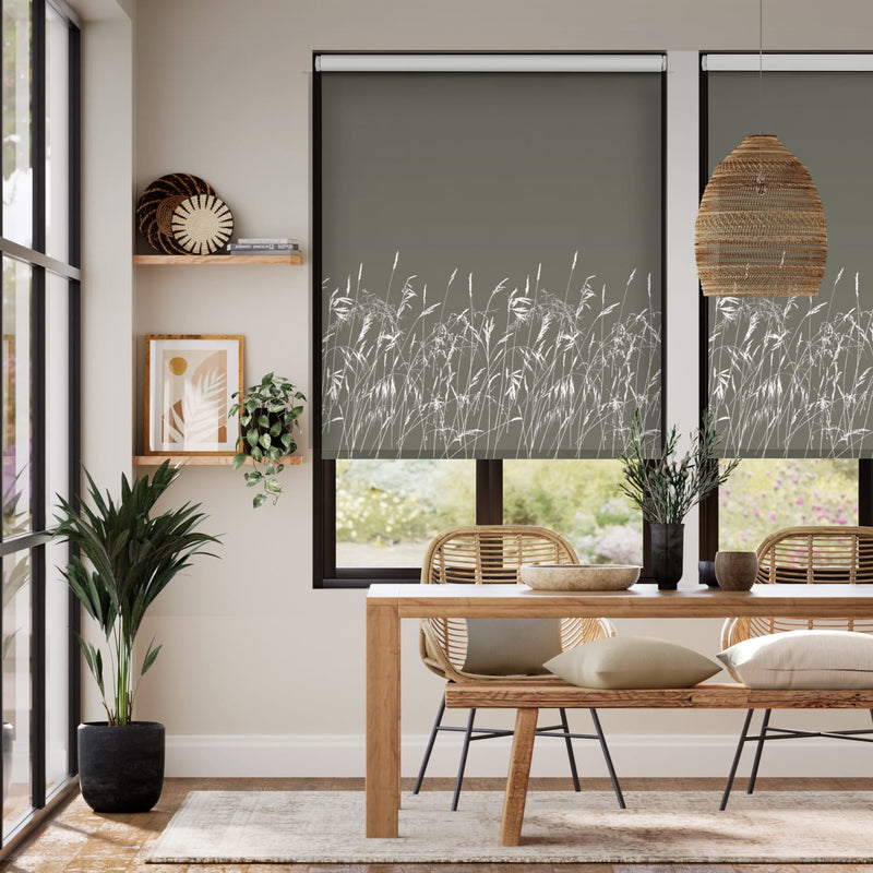 Colorized Blowing Grasses Storm Roller Blind