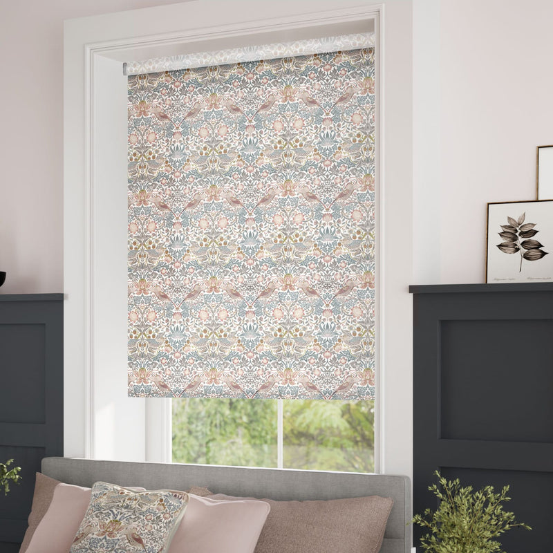 ColorizedZoom William Morris Strawberry Thief Rose Chalk Roller Blind 3820