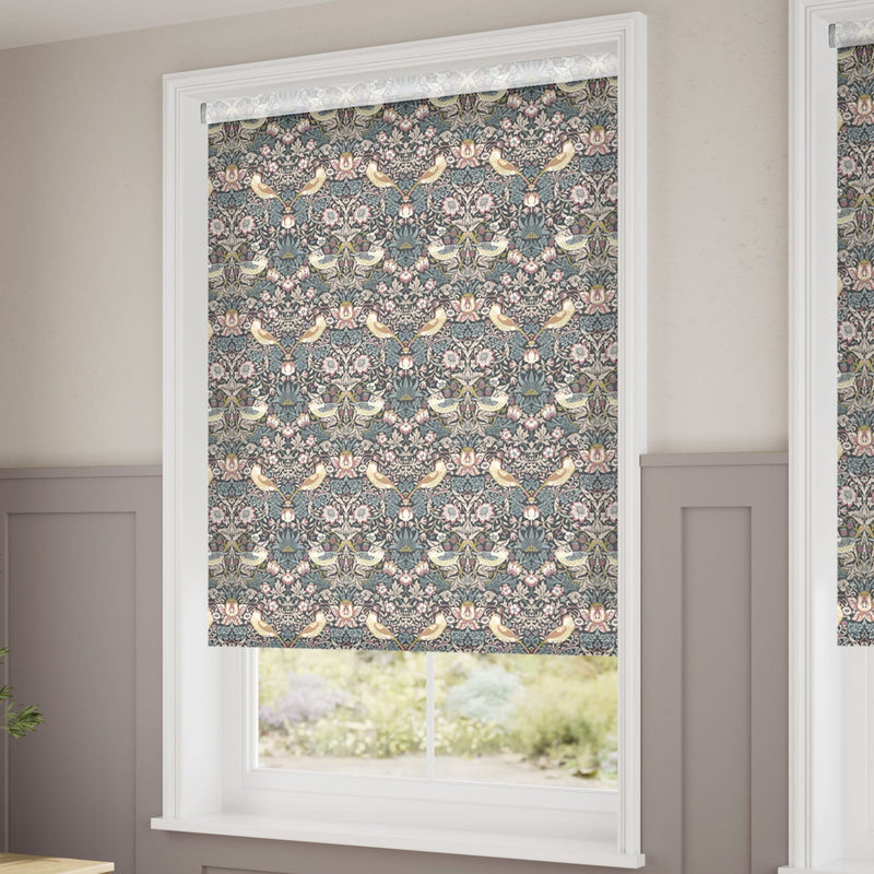 ColorizedZoom William Morris Strawberry Thief Vintage Blush Roller Blind 3821