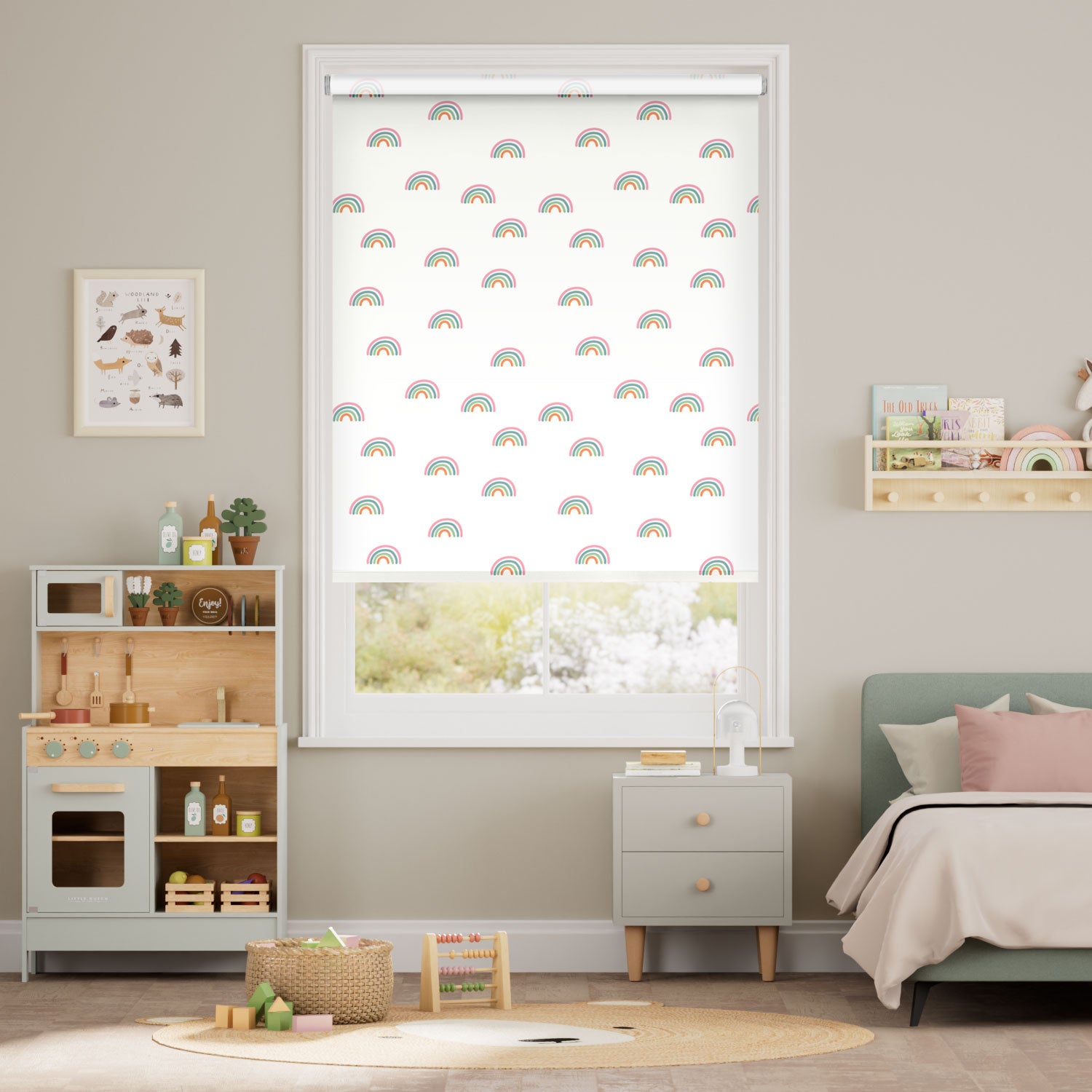 Colorized Tiny Rainbows Blackout Candy Roller Blind