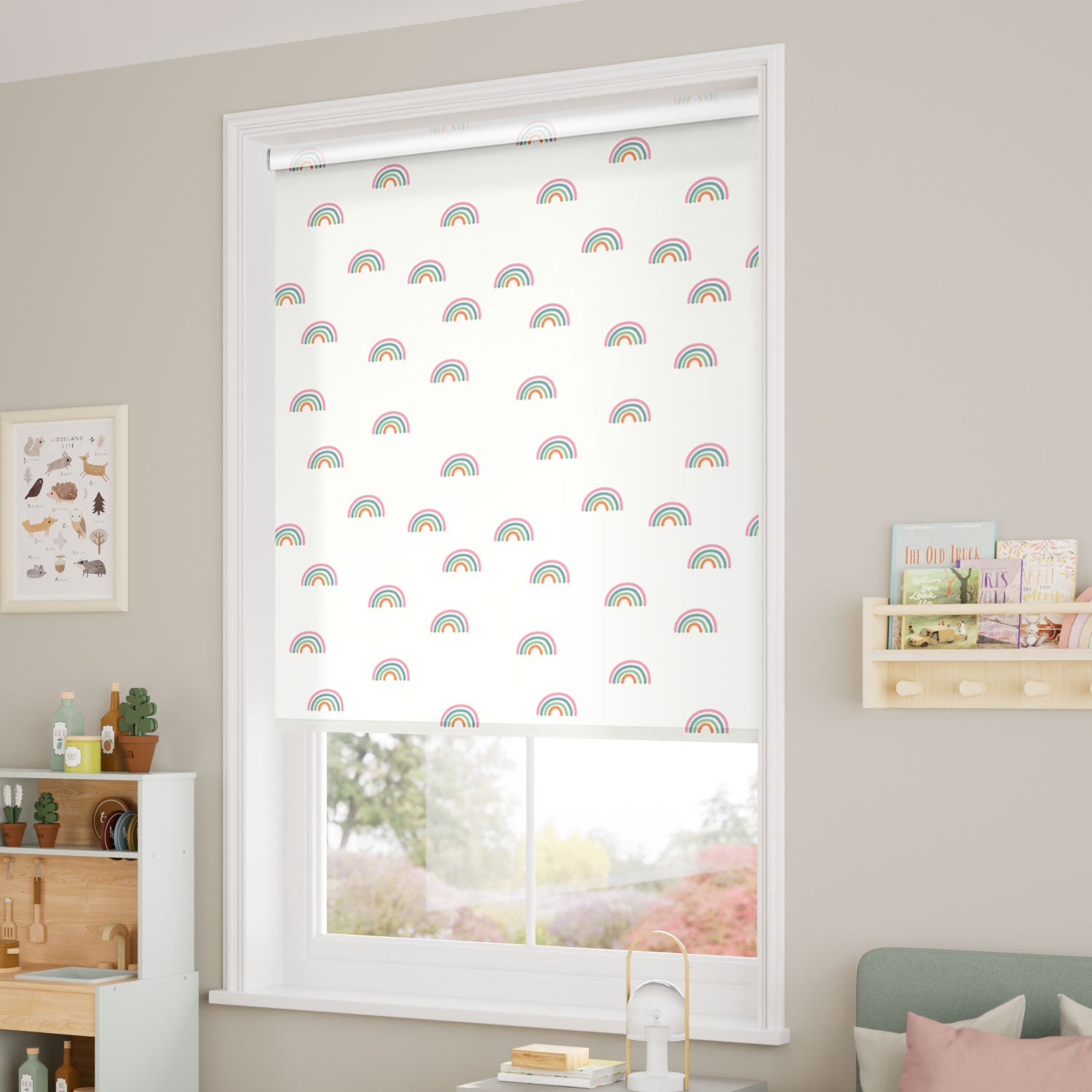 ColorizedZoom Tiny Rainbows Blackout Candy Roller Blind