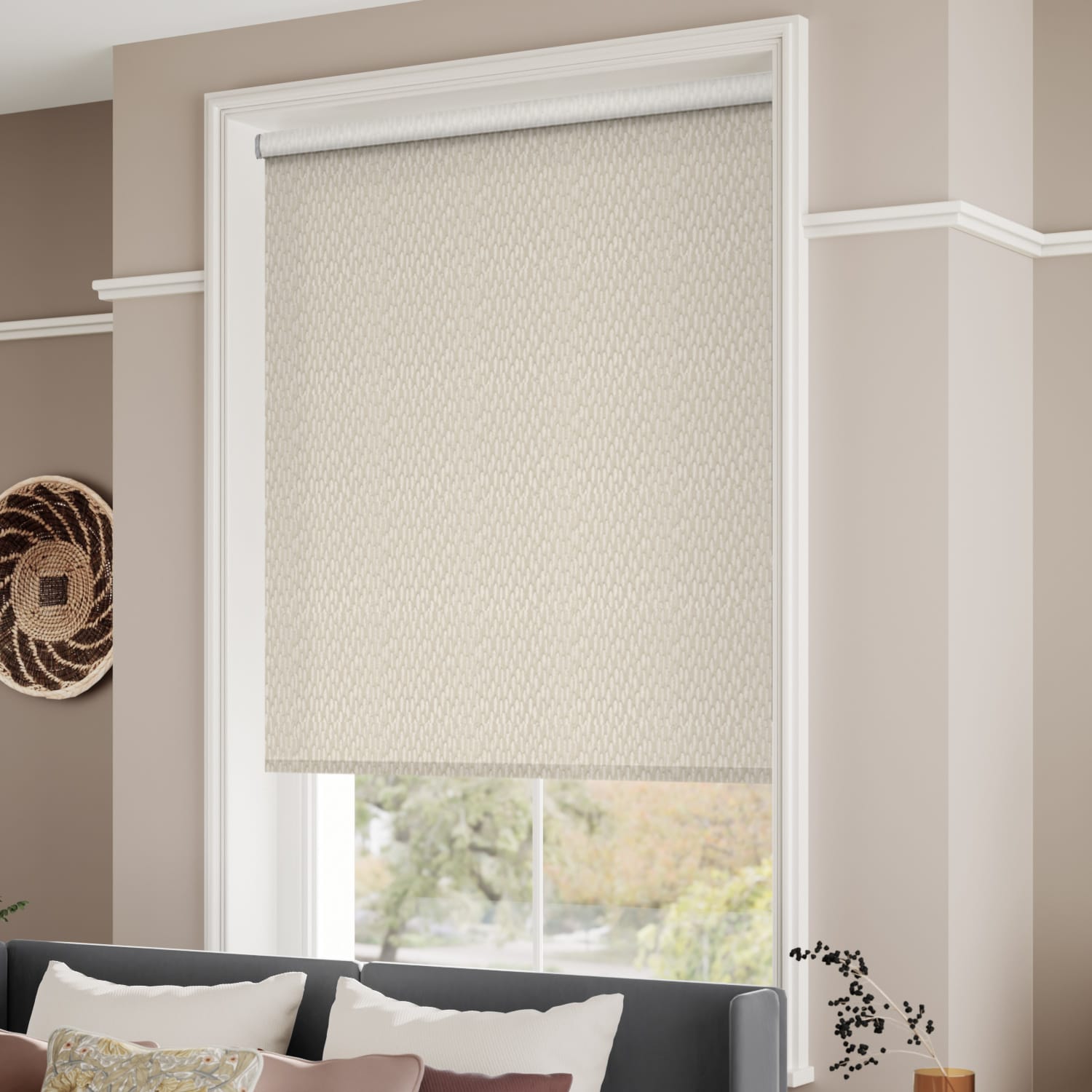 ColorizedZoom Choices Alcyone White Gold Roller Blind 3897