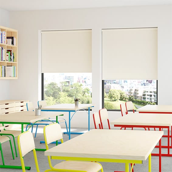 ColorizedZoom Contract Metropolis PVC Blackout Alabaster Roller Blind 3916