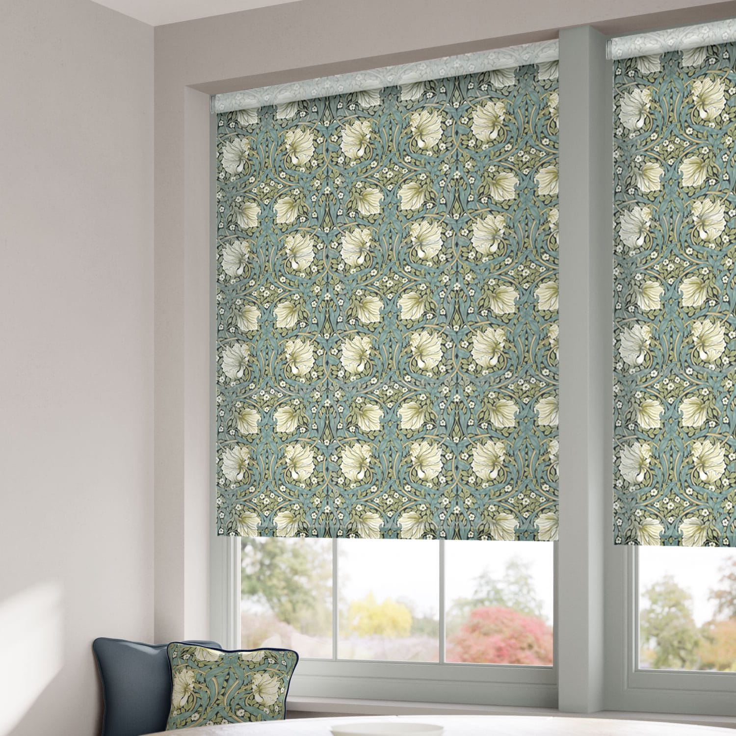 ColorizedZoom William Morris Pimpernel Sage Roller Blind 3945