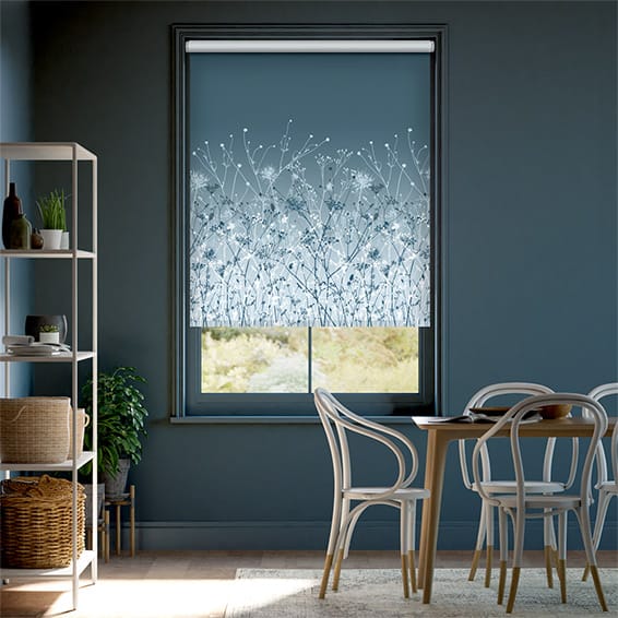 Colorized September Meadow Smoke Blue Roller Blind