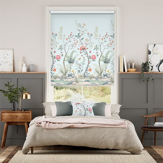 Colorized Chinoiserie Duck Egg Roller Blind 4009
