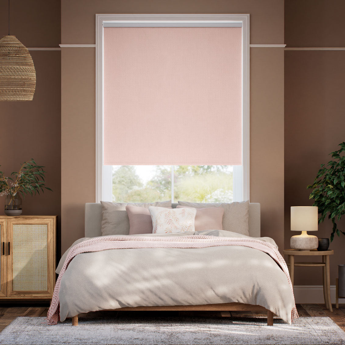 Colorized Fara Blackout Cherry Blossom Roller Blind 4014