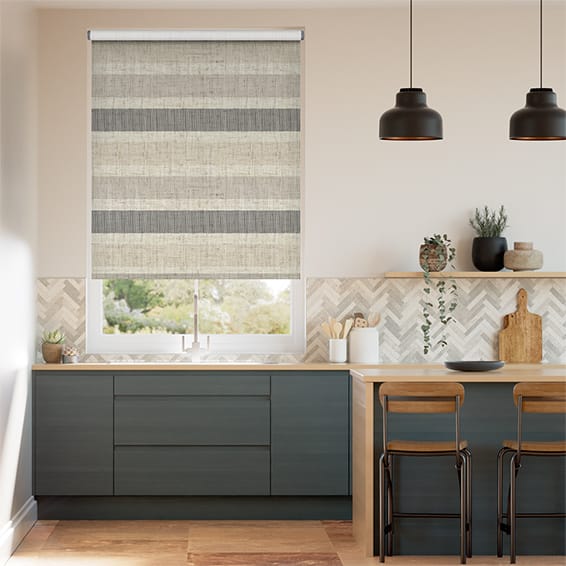 Colorized Electric Choices Cardigan Stripe Linen Stone  Roller Blind 4058