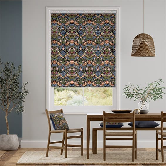 Colorized Electric William Morris Strawberry Thief Jewel  Roller Blind 4061