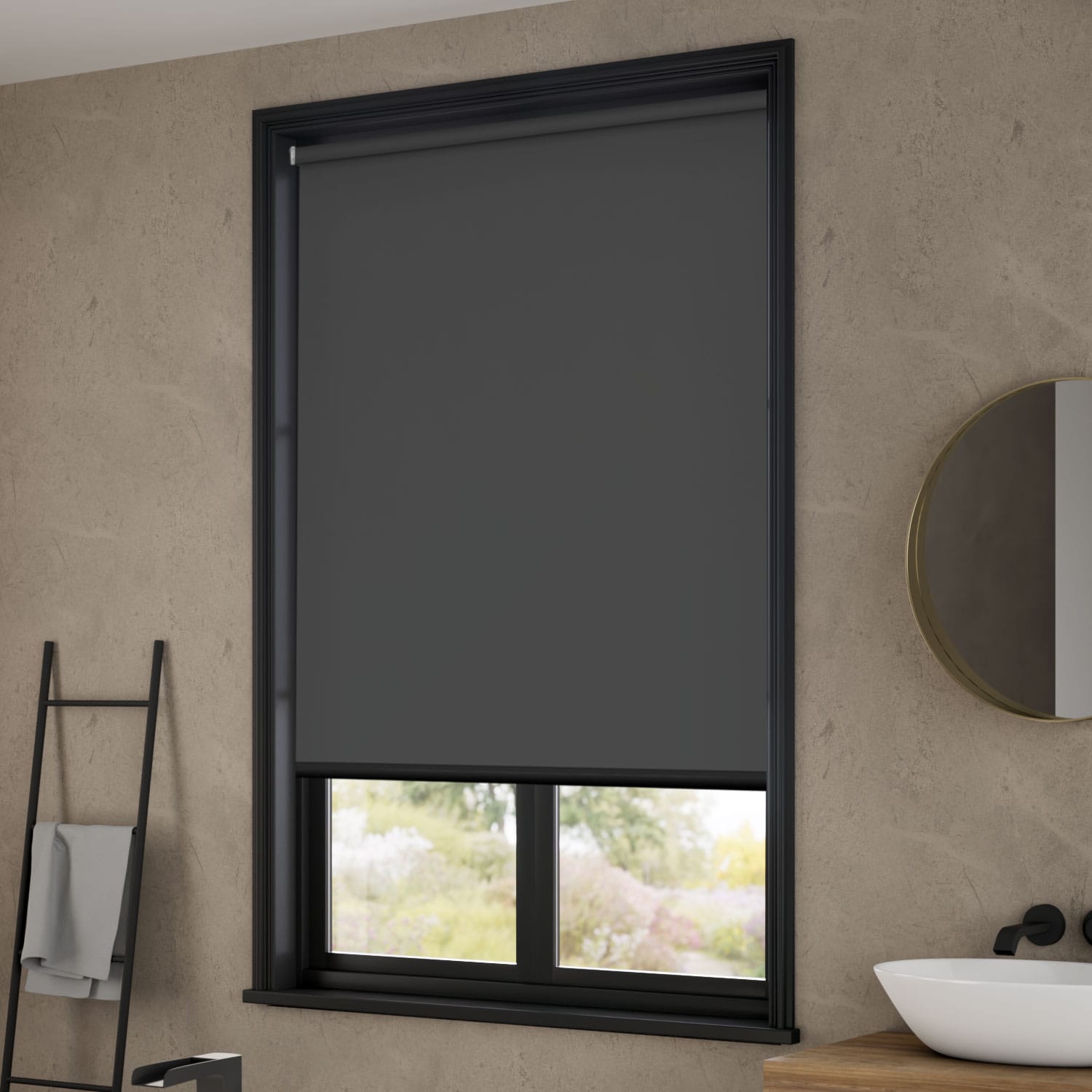 ColorizedZoom Electric Titan Blackout Kendall Charcoal Roller Blind 4133