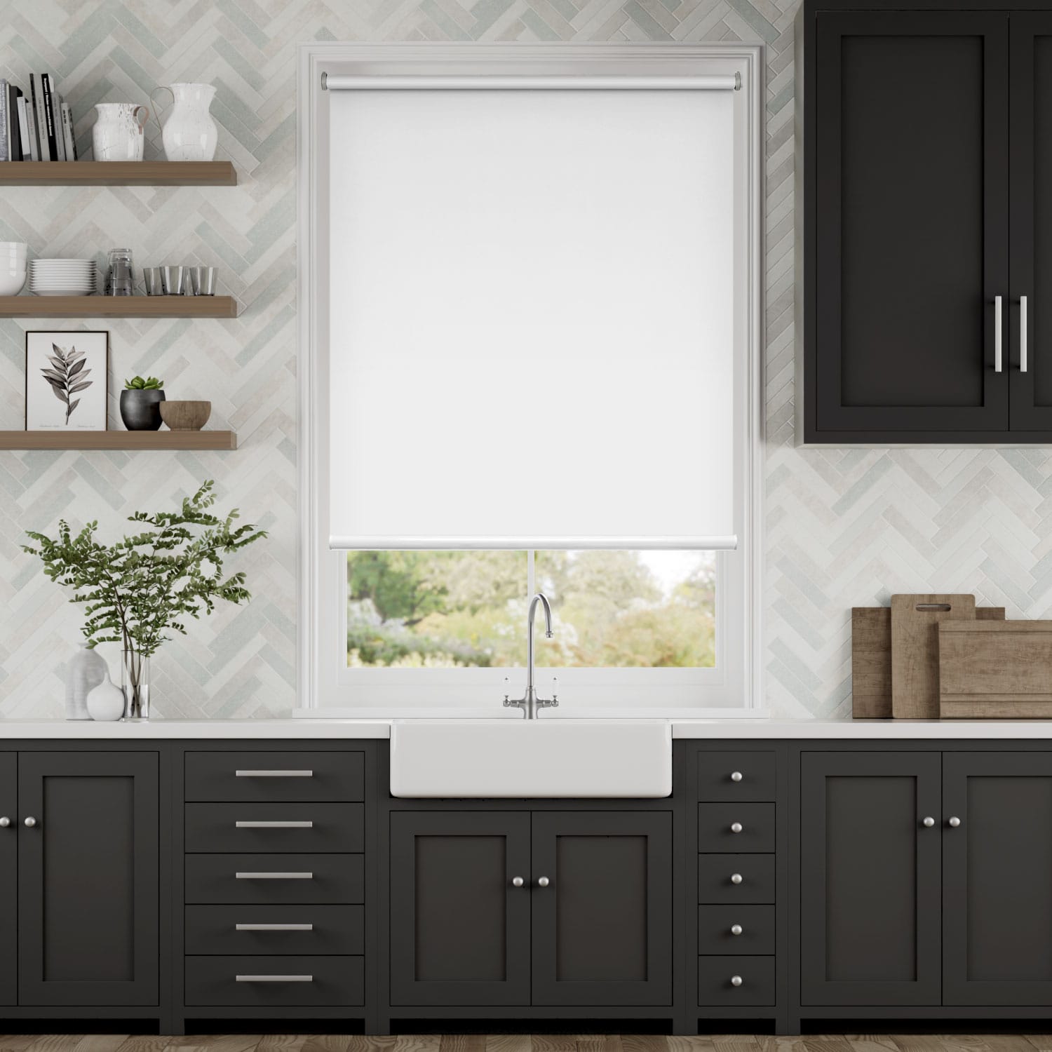 Colorized Electric Titan Blackout Snow White Roller Blind 4137