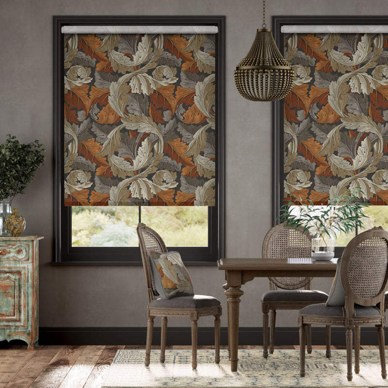 Colorized Electric William Morris Acanthus Velvet Chestnut Roller Blind 4153