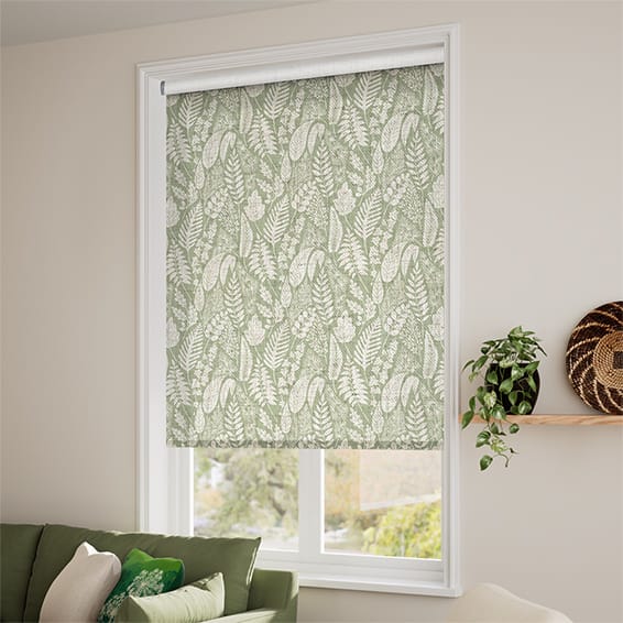 ColorizedZoom Electric Choices Scandi Ferns Vintage Linen Sage Roller Blind 4160