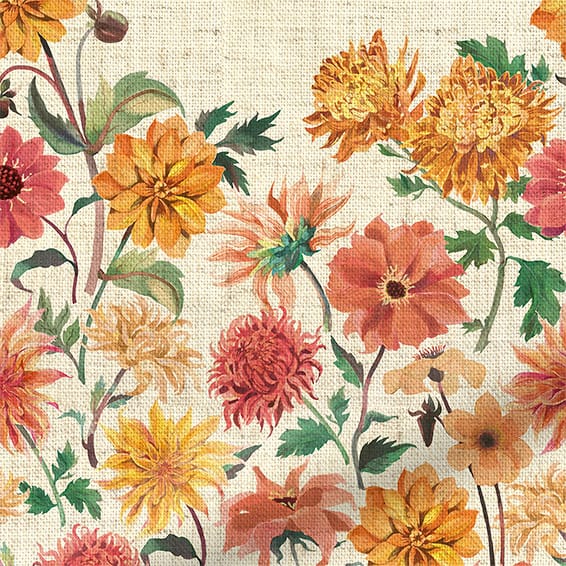 ColorizedPLA Choices Dahlia and Chrysanthemum Yellow Roller Blind 4170