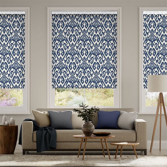 Colorized Twist2Go Ikat Damask Ink Blue  Roller Blind 4382