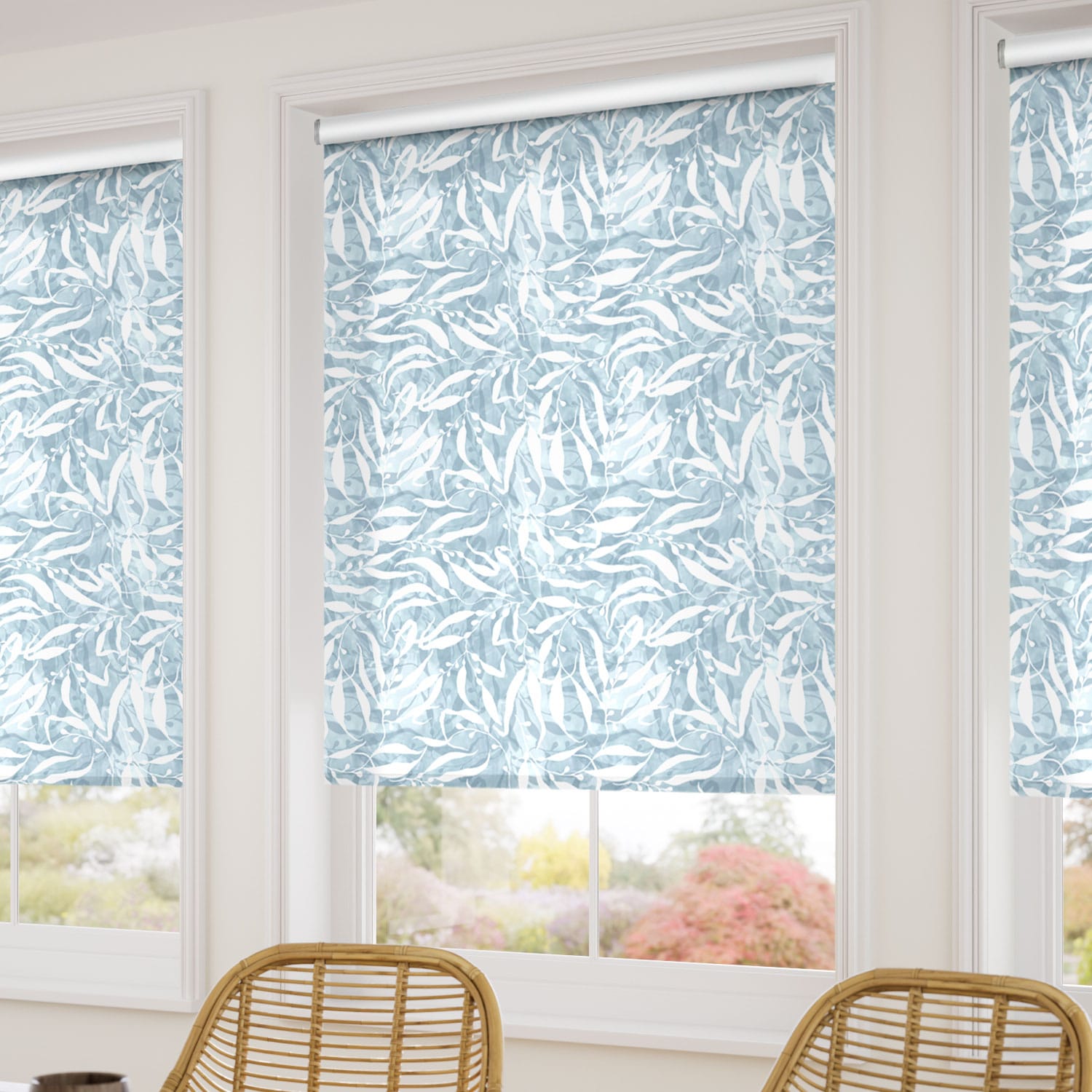 ColorizedZoom Splash Blackout Sea Kelp Soft Blue Roller Blind 4422