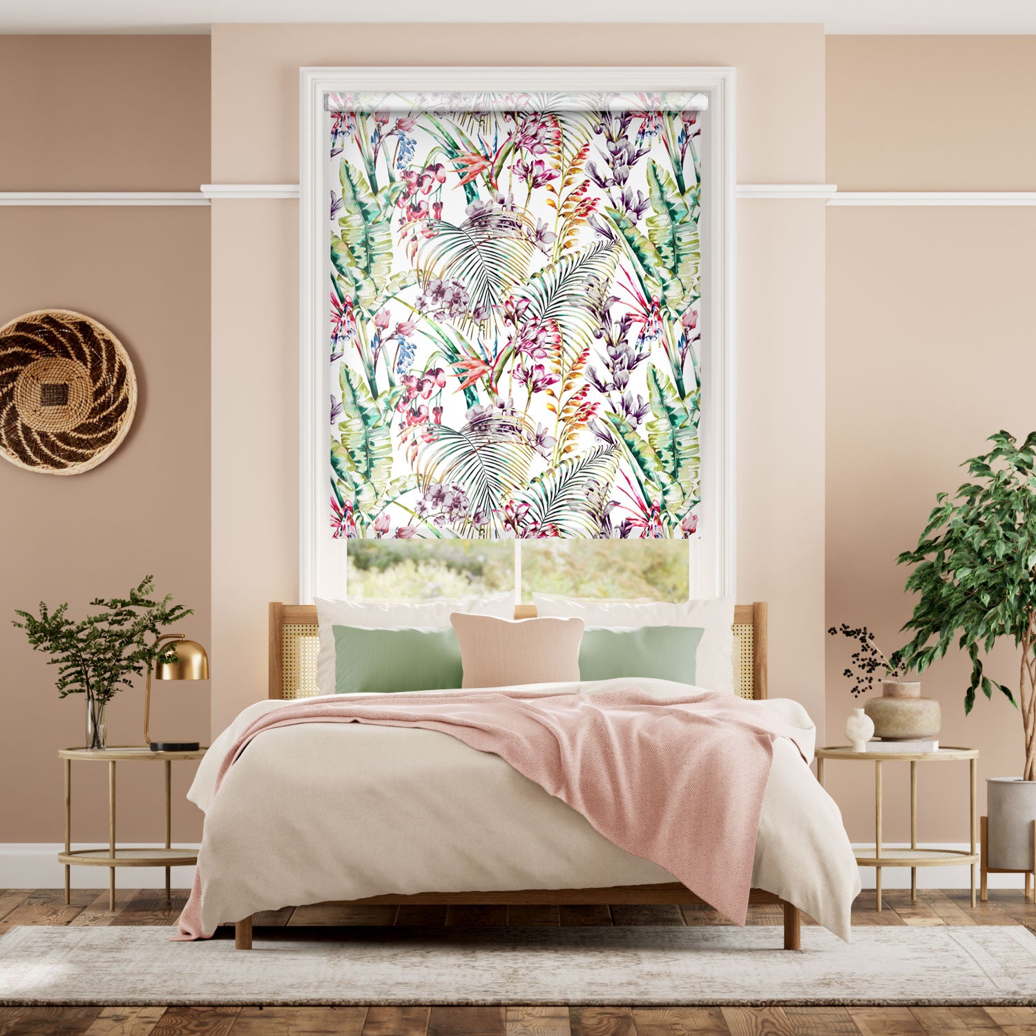 Colorized Twist2Go Paradise Botanical Flamingo Roller Blind 4574