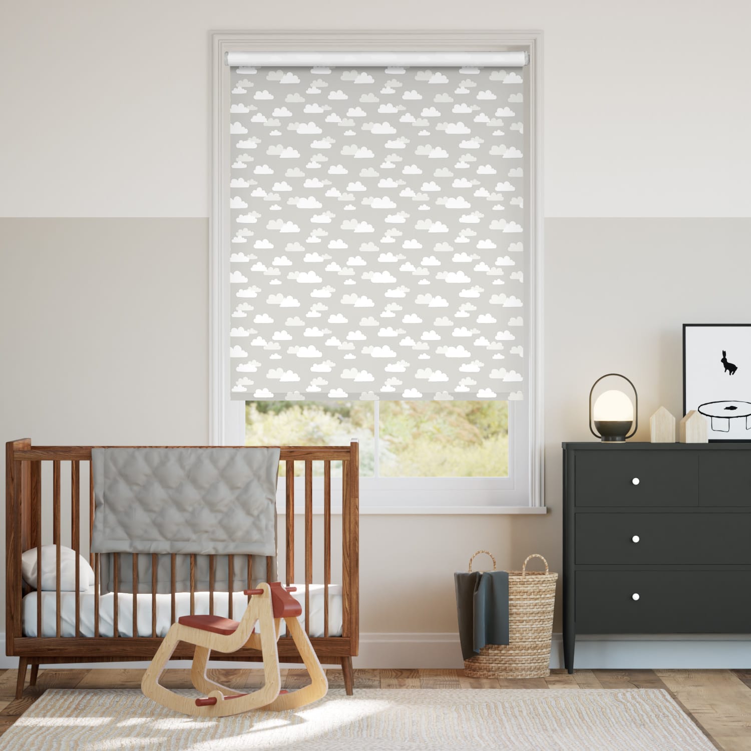 Colorized Twist2Go Fluffy Clouds Blackout Grey Roller Blind 4620