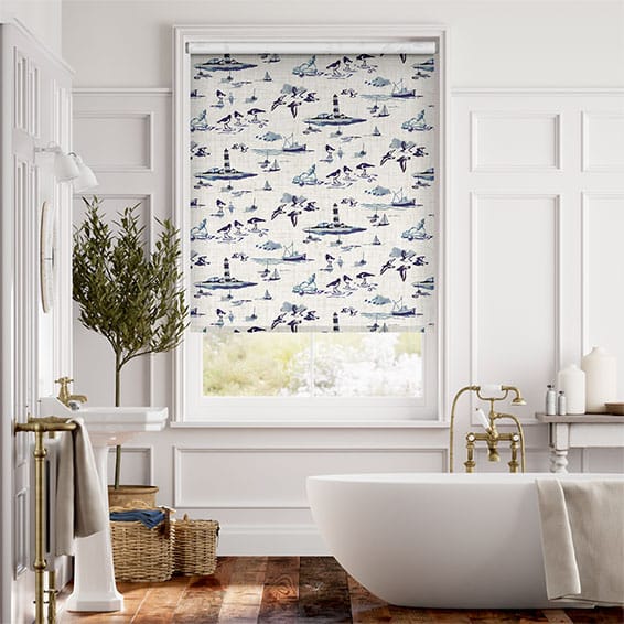 Colorized Twist2Go Choices Shoreline Toile Blue Roller Blind