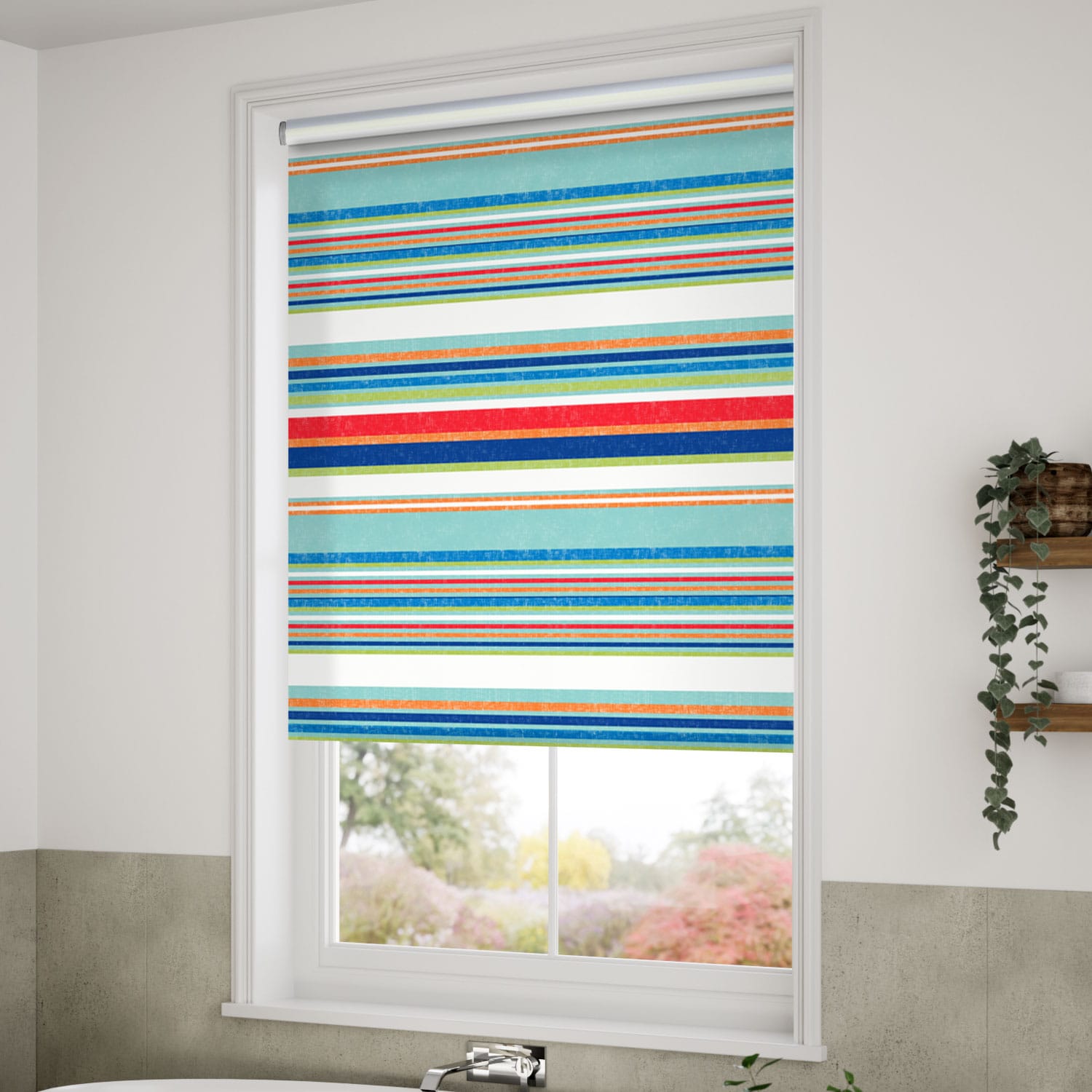 ColorizedZoom Twist2Go Calcutta Stripe Seaside Blue Roller Blind 4733