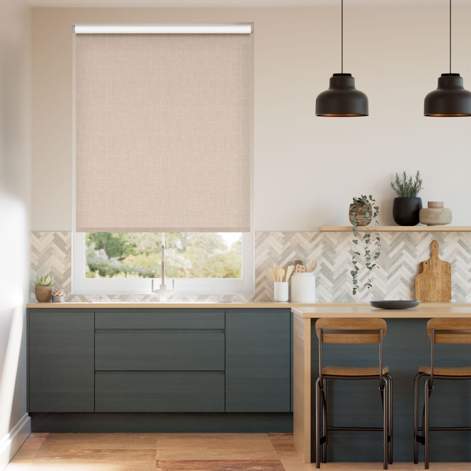 Colorized Electric Canali Blackout Pale Dunes Roller Blind 4781